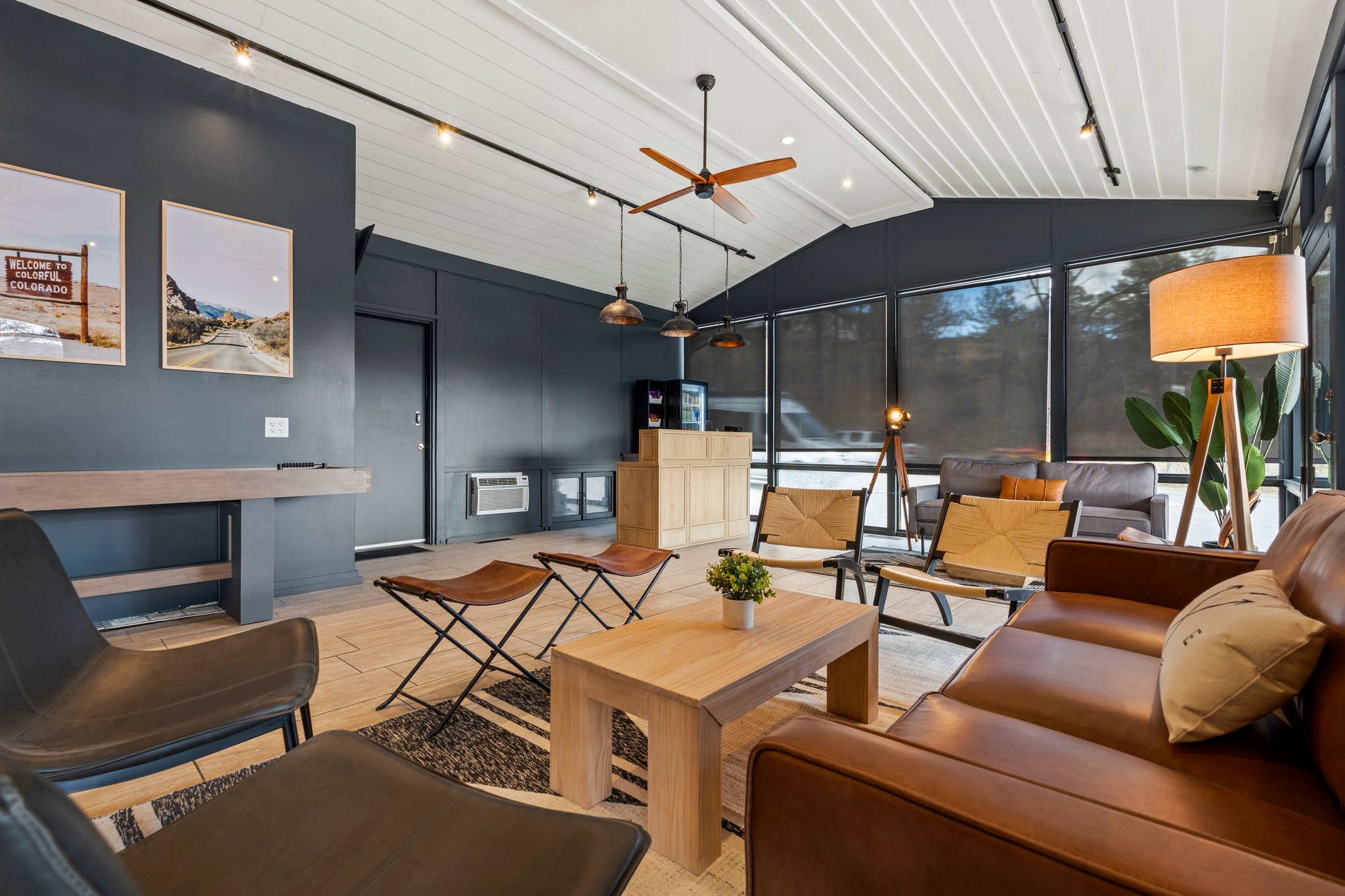 Lobby gathering space at Adventure Inn Durango - reunion and group lodging