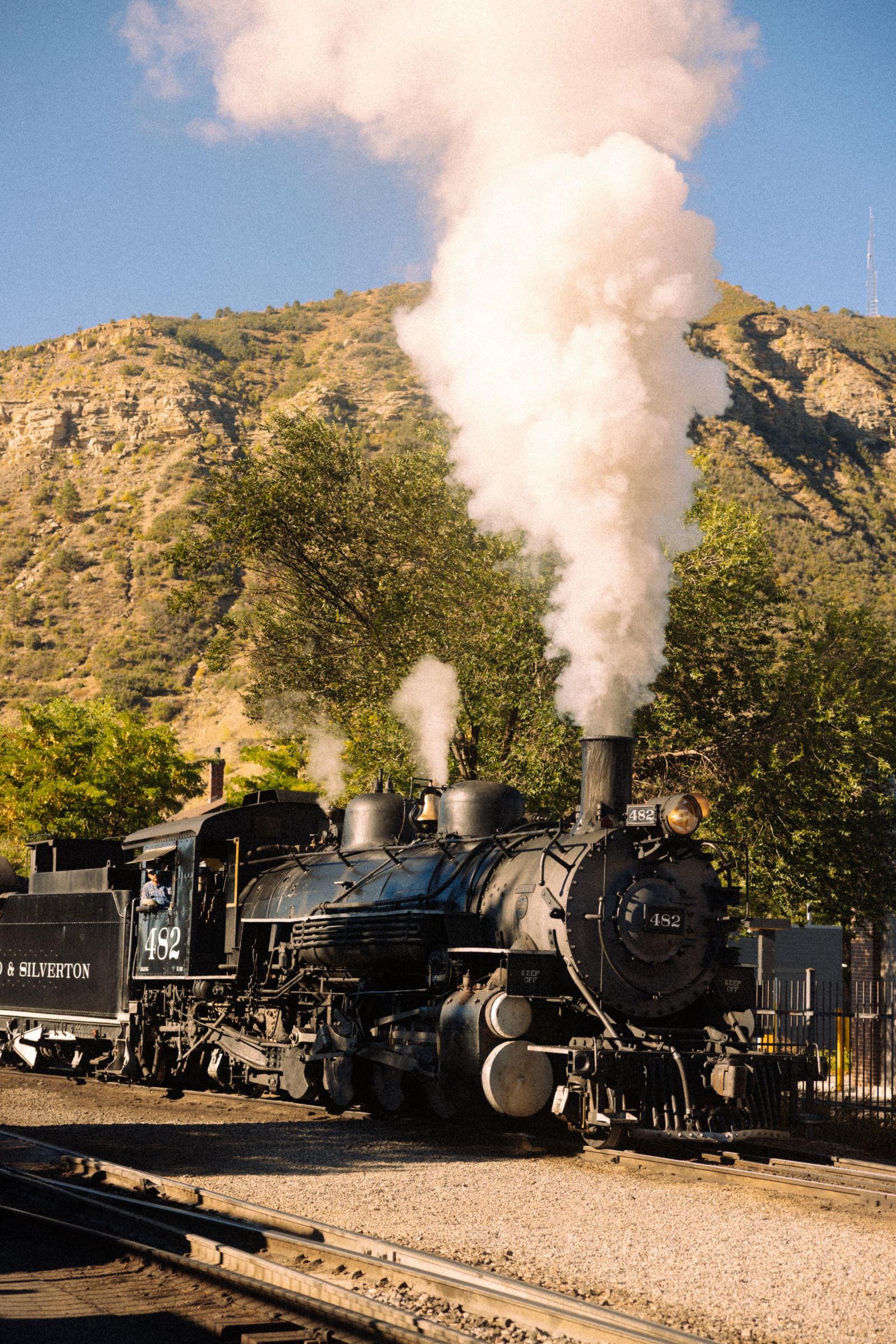 Durango and Silverton steam locomotive at the depot