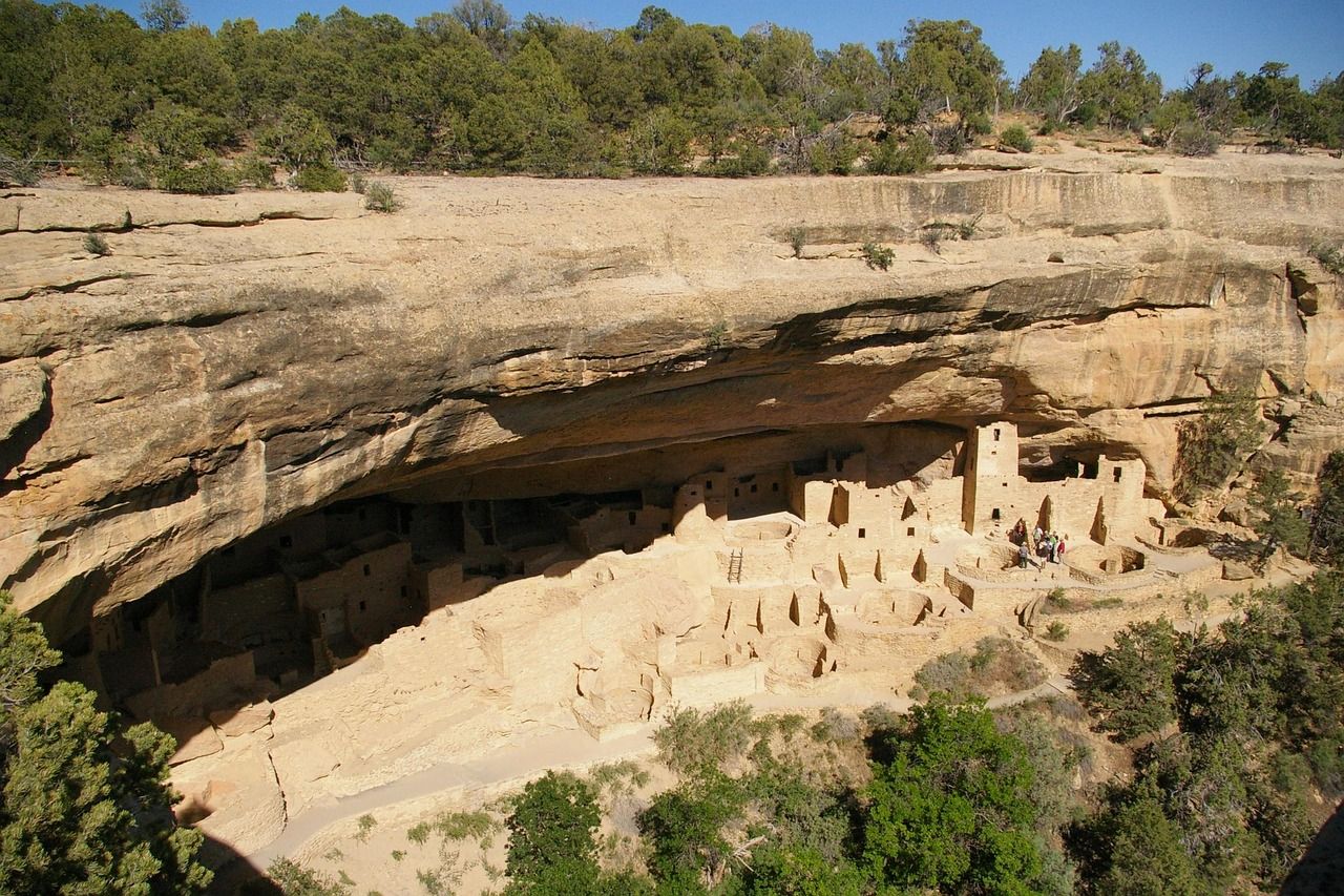 Ancestral Puebloan cliff dwellings at Mesa Verde National Park west of Durango